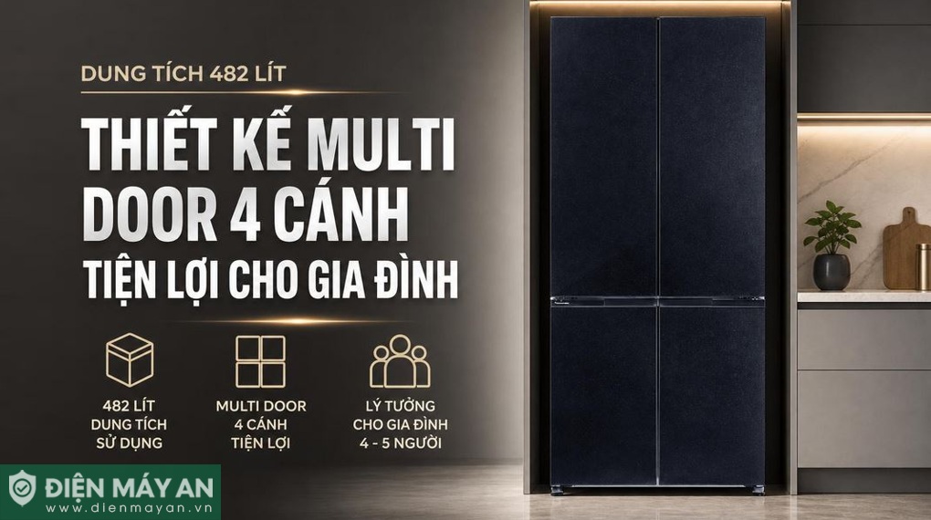 Tủ lạnh âm tường Panasonic Inverter 482 lít Multi Door NR-XZ550HGKV